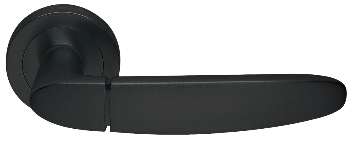 Ручка дверная SAIL R2 NERO раздельная на круглой розетке, цвет - черный фото купить Саратов