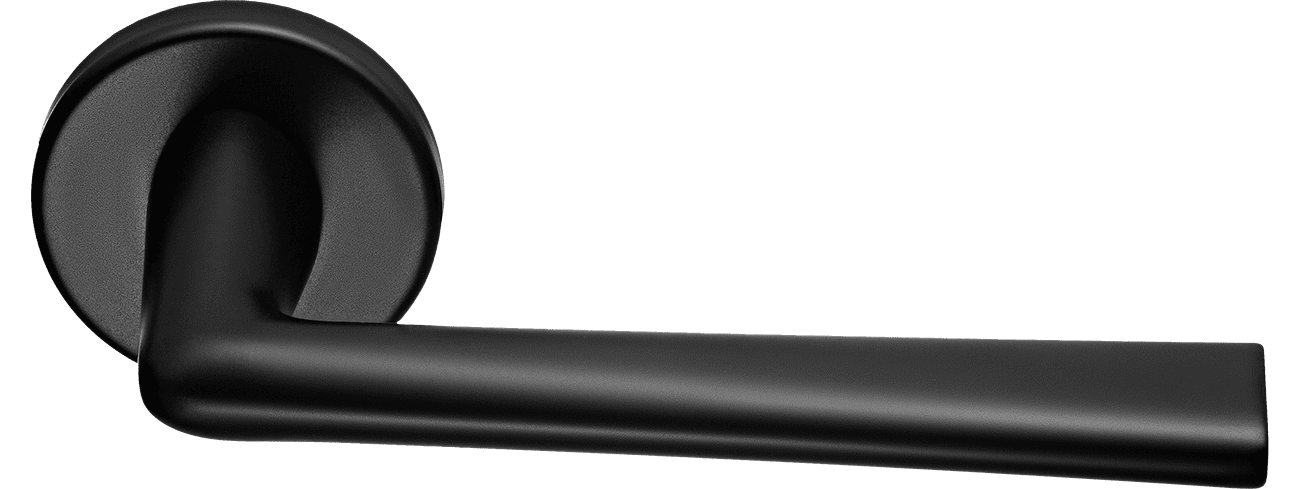 Ручка дверная THE FORCE R5 NERO-ST на круглой розетке, цвет - черный soft-touch фото купить Саратов