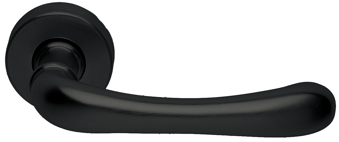 Ручка дверная RING R3-E NERO раздельная на круглой розетке, цвет - черный фото купить Саратов
