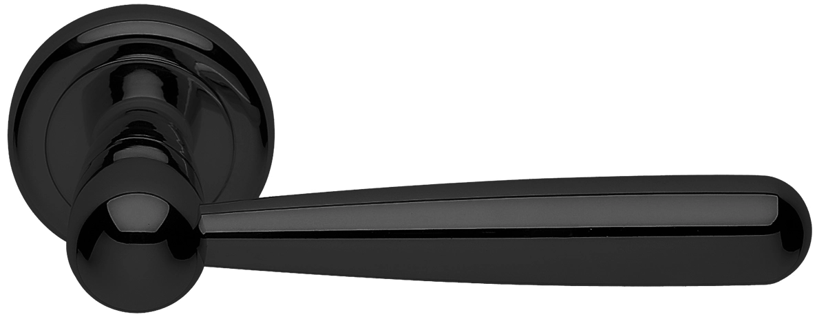 Ручка дверная PINOKKIO R4 NERO раздельная на круглой розетке, цвет - черный фото купить Саратов