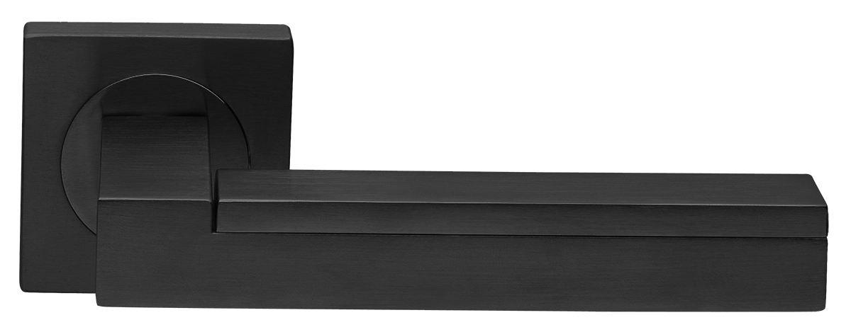 Ручка дверная ISLAND S2 NERO раздельная на квадратной розетке, цвет - черный фото купить в Саратове