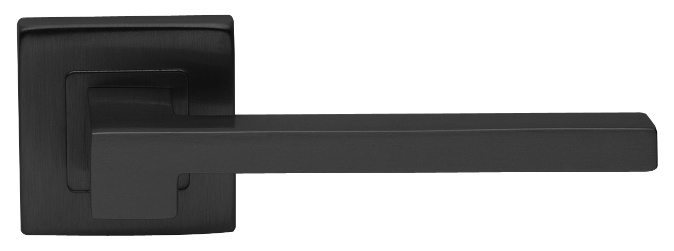 Ручка дверная STONE S3 NERO раздельная на квадратной розетке, цвет черный, латунь фото купить в Саратове