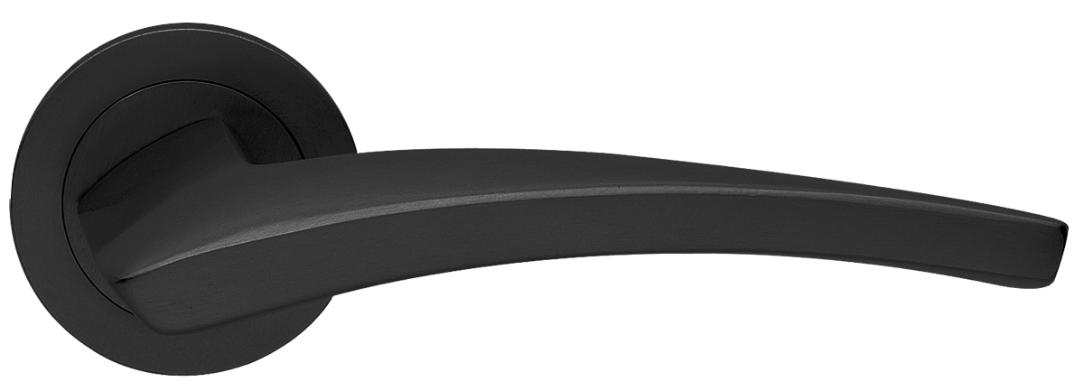 Ручка дверная WIND R2 NERO раздельная на круглой розетке, цвет черный, латунь фото купить в Саратове