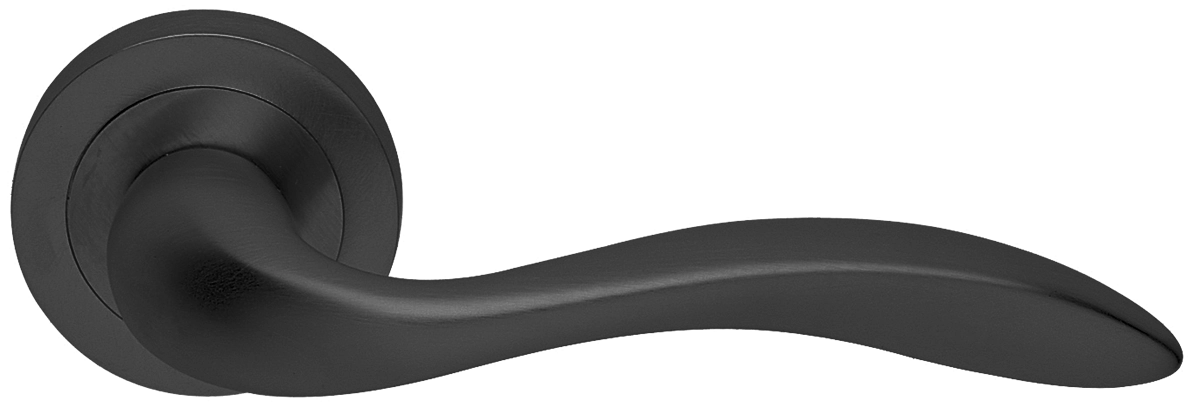 Ручка дверная LEON R2 NERO раздельная на круглой розетке, цвет - черный фото купить в Саратове