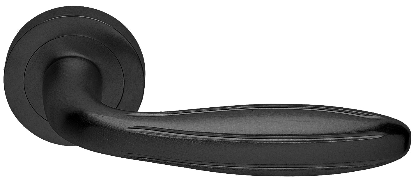 Ручка дверная BUD R2 NERO раздельная на круглой розетке, цвет - черный фото купить в Саратове