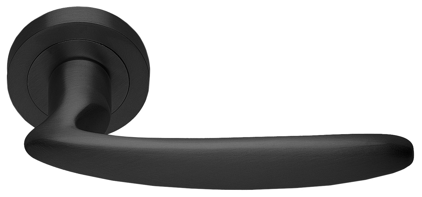 Ручка дверная FLAMINGO R2 NERO раздельная на круглой розетке, цвет - черный фото купить в Саратове