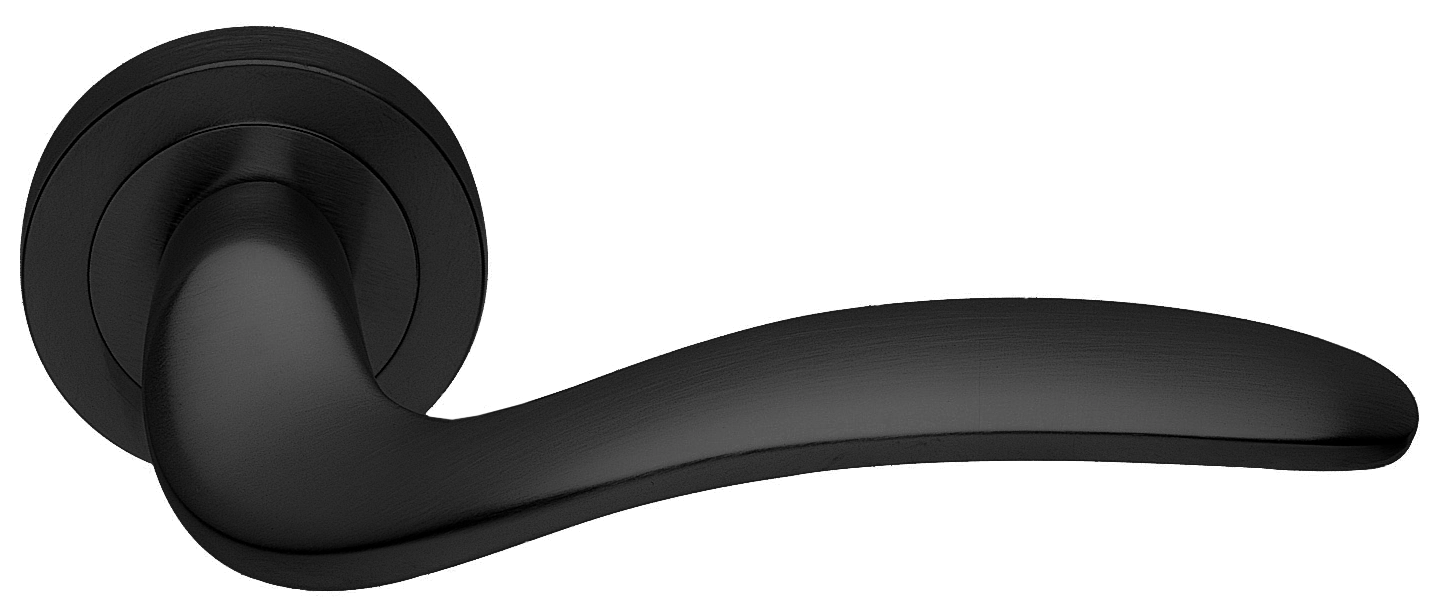 Ручка дверная COBRA R2 NERO раздельная на круглой розетке, цвет - черный фото купить в Саратове