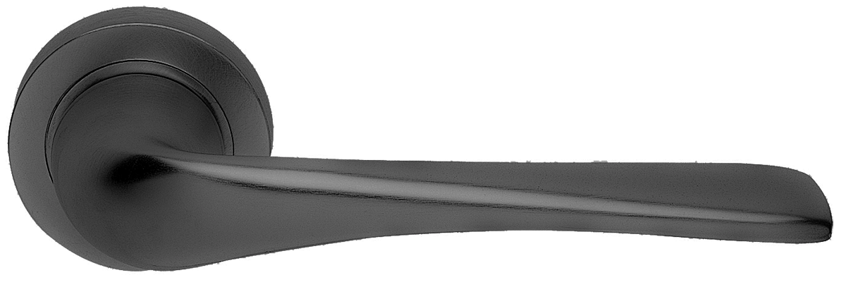 Ручка дверная LE MANS R2 NERO раздельная на круглой розетке, цвет - черный фото купить в Саратове