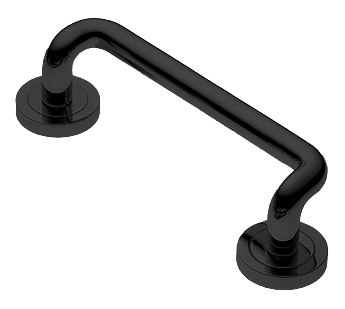 Ручка-скоба дверная SNAKE PH NERO на круглой розетке, цвет черный, латунь фото купить в Саратове