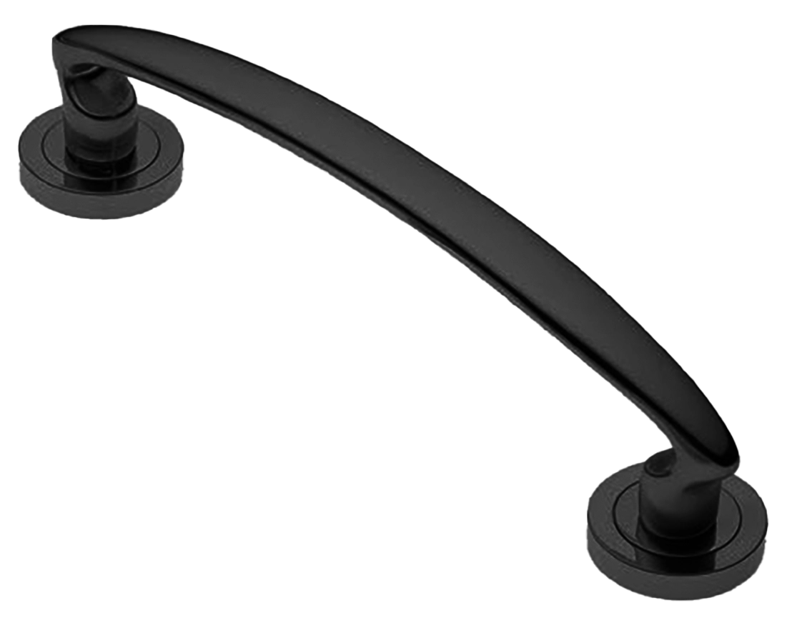 Ручка-скоба дверная FLAMINGO PH NERO на круглой розетке, цвет черный, латунь фото купить в Саратове