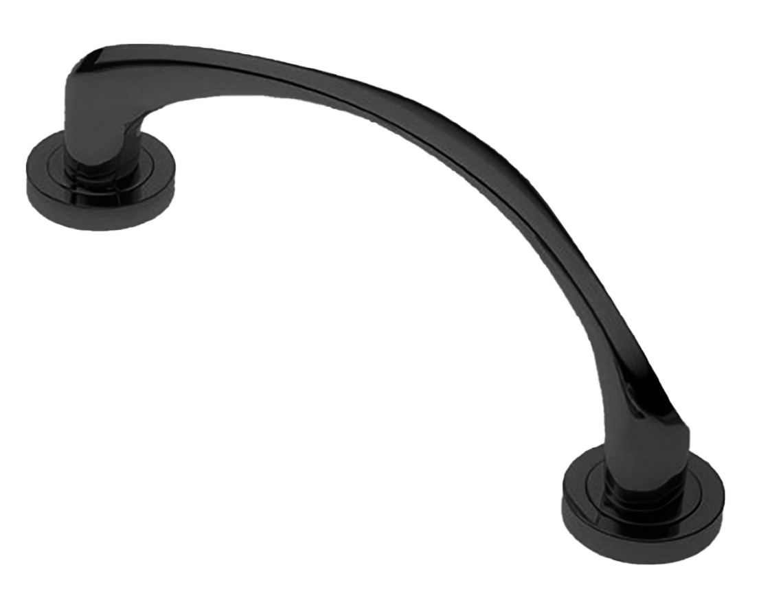 Ручка-скоба дверная COBRA PH NERO на круглой розетке, цвет черный, латунь фото купить в Саратове