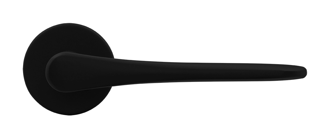 Ручка дверная AULA R5 NERO-ST на круглой розетке, цвет черный soft-touch, ЦАМ фото купить в Саратове