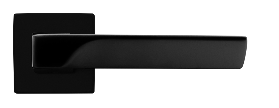 Ручка дверная FIORD S5 NERO-ST на квадратной розетке цвет черный soft-touch, ЦАМ фото купить в Саратове