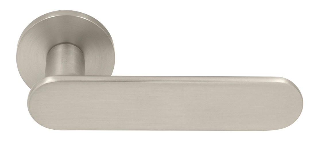 Ручка дверная MH-65-R6 SEMPIONE MSN на круглой розетке, цвет матовый сатинированный никель фото купить Саратов