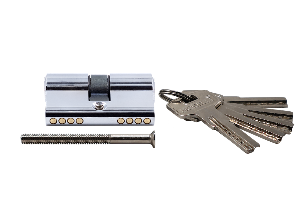 Ключевой цилиндр высокой секретности HS 50C PC (50мм), цвет хром фото купить в Саратове