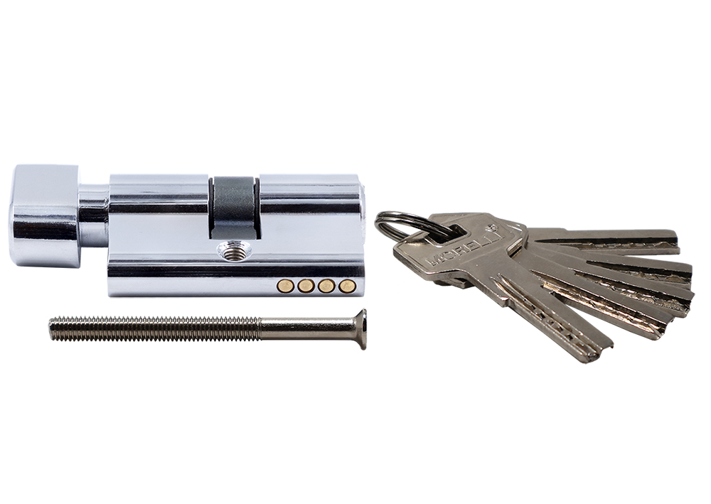 Ключевой цилиндр высокой секретности HS 50CK PC с заверткой (50мм), цвет хром фото купить в Саратове