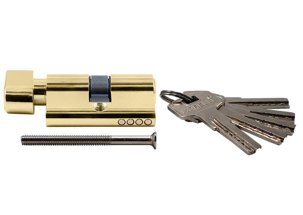 Ключевой цилиндр высокой секретности HS 50CK PG с заверткой (50мм), цвет золото фото купить в Саратове
