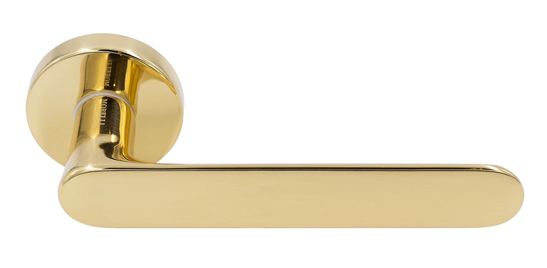 Ручка дверная LE BOAT R5 OTL раздельная на круглой розетке, цвет золото, латунь фото купить Саратов