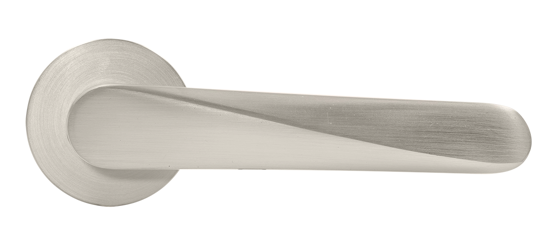 Ручка дверная CAYAN MH-58-R6 MSN раздельная на круглой розетке 6 мм, цвет матовый сатинированный никель, ЦАМ фото купить в Саратове