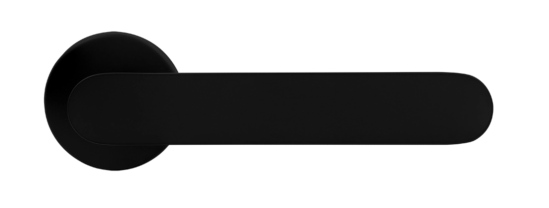 Ручка дверная LE BOAT R5 NERO-ST раздельная на круглой розетке, цвет черный soft-touch, латунь фото купить в Саратове