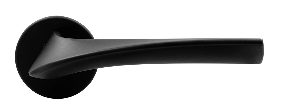 Ручка дверная COMETA R5 NERO-ST на круглой розетке цвет черный soft-touch, ЦАМ фото купить в Саратове