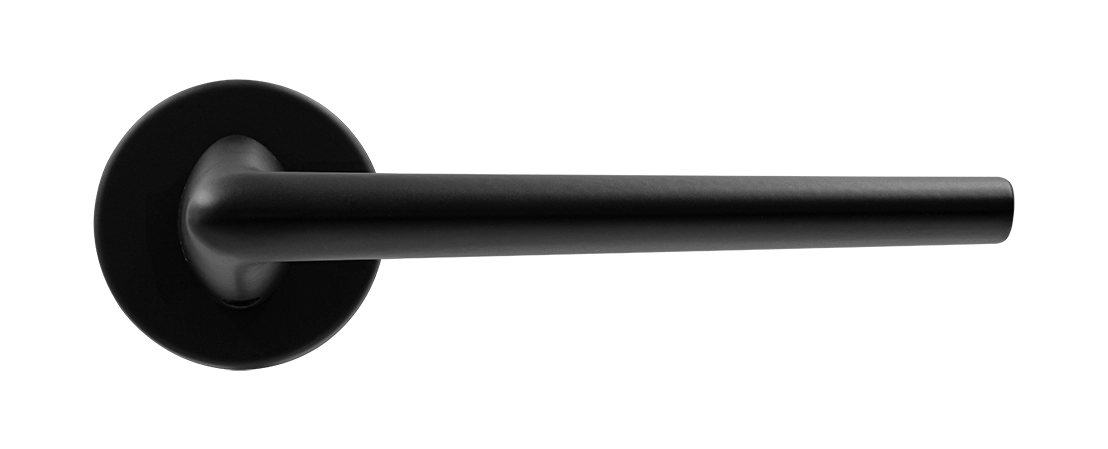 Ручка дверная THE FORCE R5 NERO-ST на круглой розетке, цвет черный soft-touch, ЦАМ фото купить в Саратове