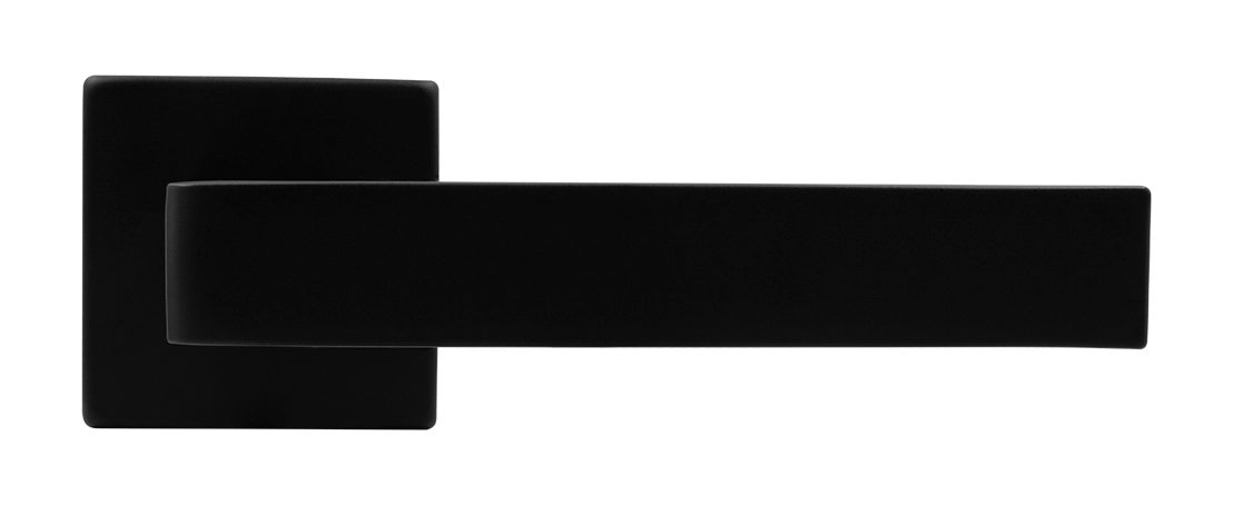 Ручка дверная HORIZONT S5 NERO-ST на квадратной розетке, цвет черный soft-touch, ЦАМ фото купить в Саратове
