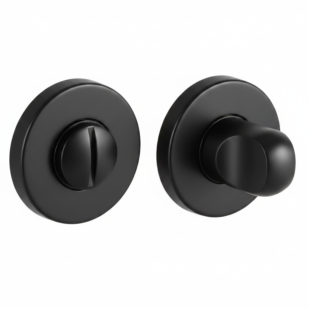 Завертка сантехническая LUX-WC-R3-E NERO-ST на круглой розетке цвет черный soft-touch, ЦАМ фото купить Саратов