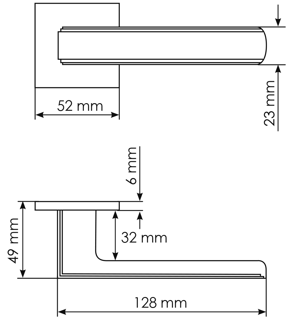 Ручка дверная MH-64-S6 ASC STEPS на квадратной розетке 6 мм, цвет анодированный матовый хром фото фурнитура Саратов