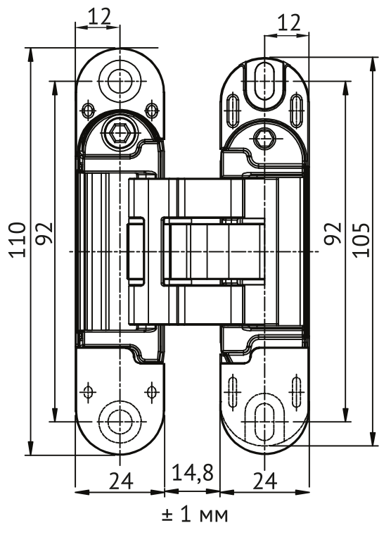 Петля скрытая HH-28 SC врезная с 3D-регулировкой вес полотна до 40 кг, цвет матовый хром фото купить в Саратове