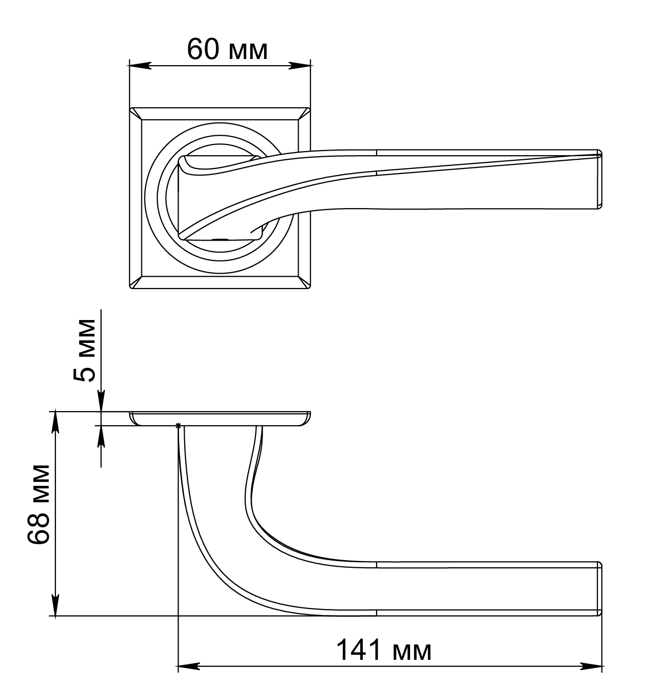 Ручка дверная WD CONCERT HALL S7 SST на квадратной розетке, цвет Летняя гроза/Summer Storm фото фурнитура Саратов