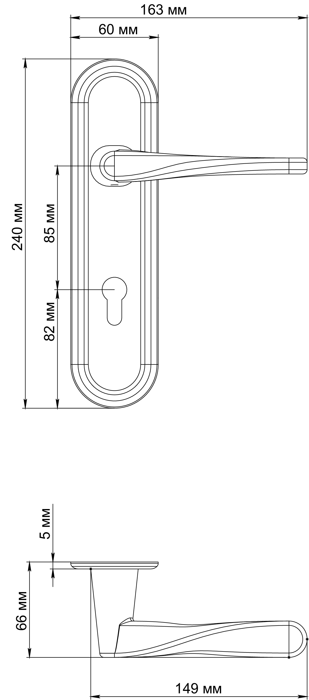 Ручка дверная THE OLYMPICS PLR KH BLANK на планке под ключевой цилиндр, цвет под покраску фото купить в Саратове