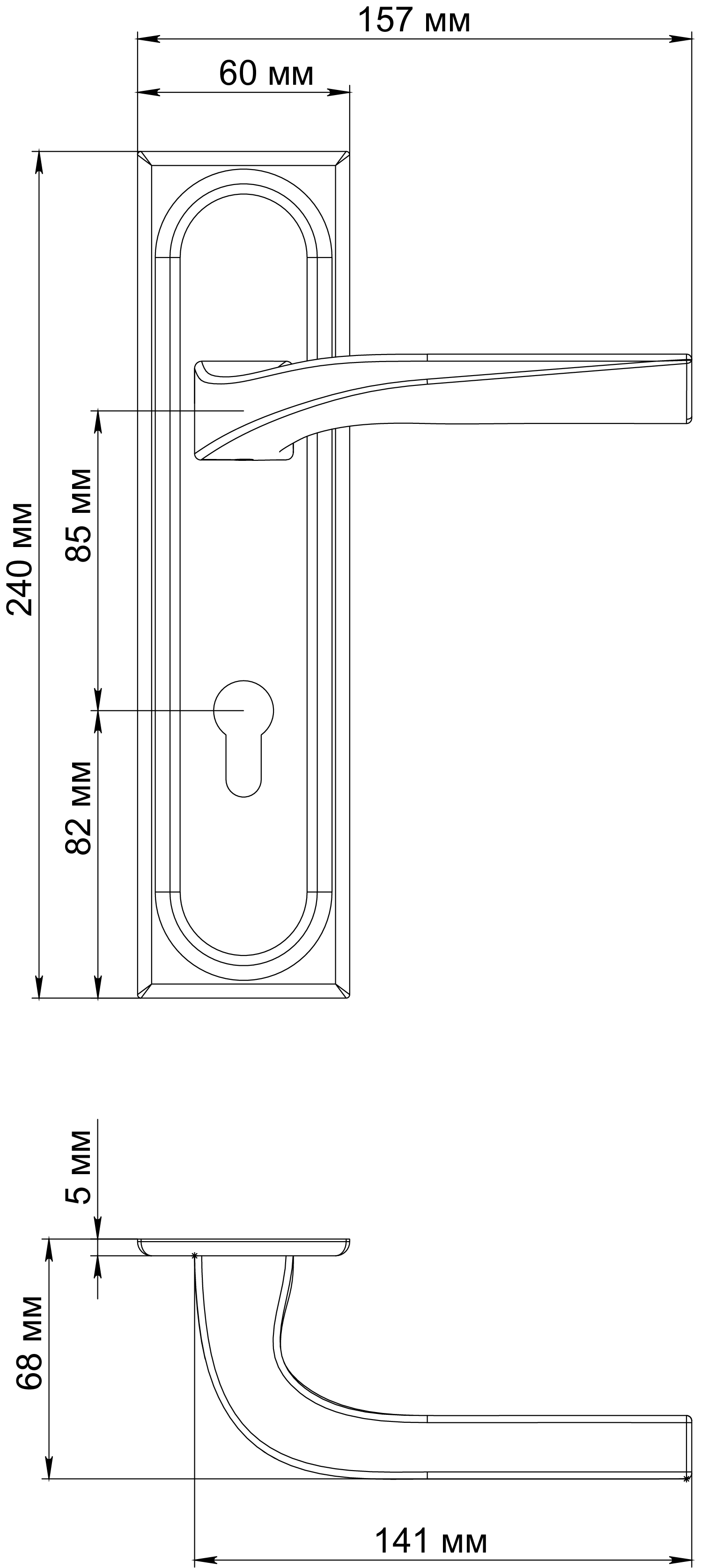 Ручка дверная WD CONCERT HALL PLS KH SMI на планке под ключевой цилиндр, цвет Весенняя дымка/Spring Mist фото купить в Саратове