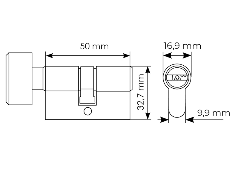 Ключевой цилиндр высокой секретности HS 50CK PC с заверткой (50мм), цвет хром фото фурнитура Саратов