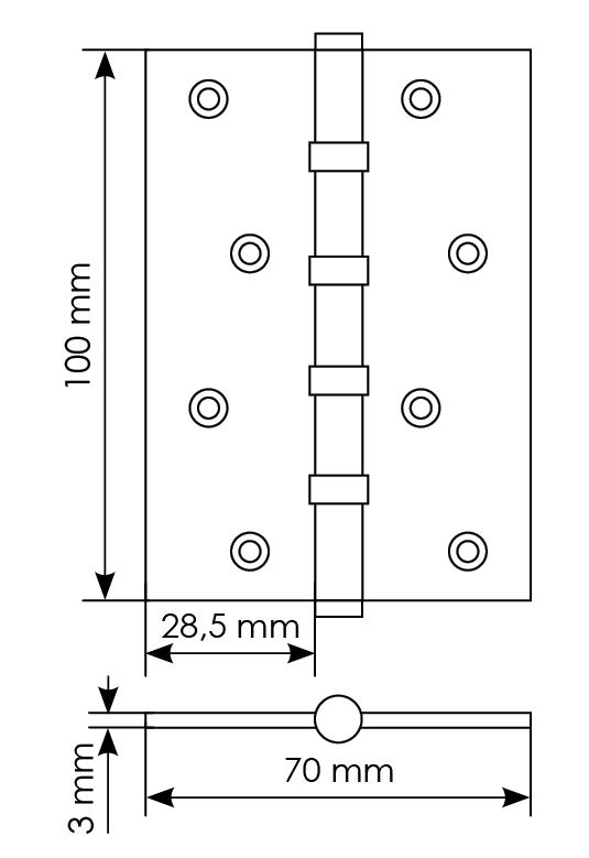 Петля карточная универсальная MBU 100X70X3-4BB COF латунь,врезная,цвет кофе фото купить в Саратове