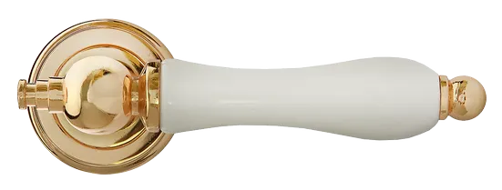 MART, ручка дверная MH-42-CLASSIC PG/W, цвет - золото/белый фото купить в Саратове