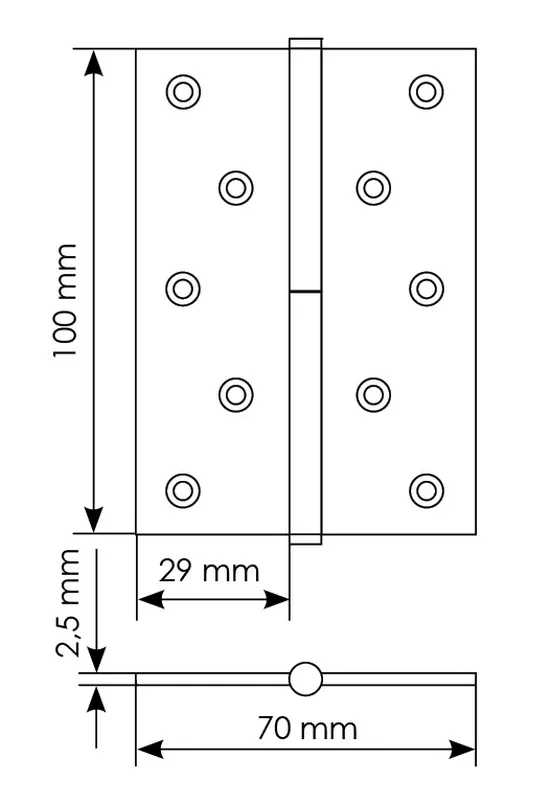 Петля универсальная разъемная MSD 100X70X2.5 AB L стальная левая, врезная, цвет бронза фото купить в Саратове