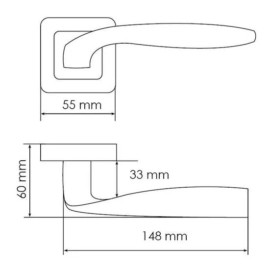 Ручка дверная SHELL MH-45 GR/CP-S55 раздельная на квадратной розетке, цвет графит/хром, ЦАМ Light фото купить в Саратове