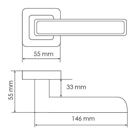 Ручка дверная FLEX MH-44 SC/CP-S55 раздельная на квадратной накладке, цвет матовый хром/хром, ЦАМ Light фото купить в Саратове