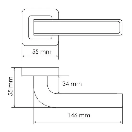 Ручка дверная EON MH-46 GR/CP-S55 раздельная на квадратной розетке, цвет графит/хром, ЦАМ Light фото фурнитура Саратов