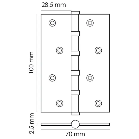 Петля карточная универсальная MS 100X70X2.5-4BB BL, врезная, цвет черный, сталь фото купить в Саратове